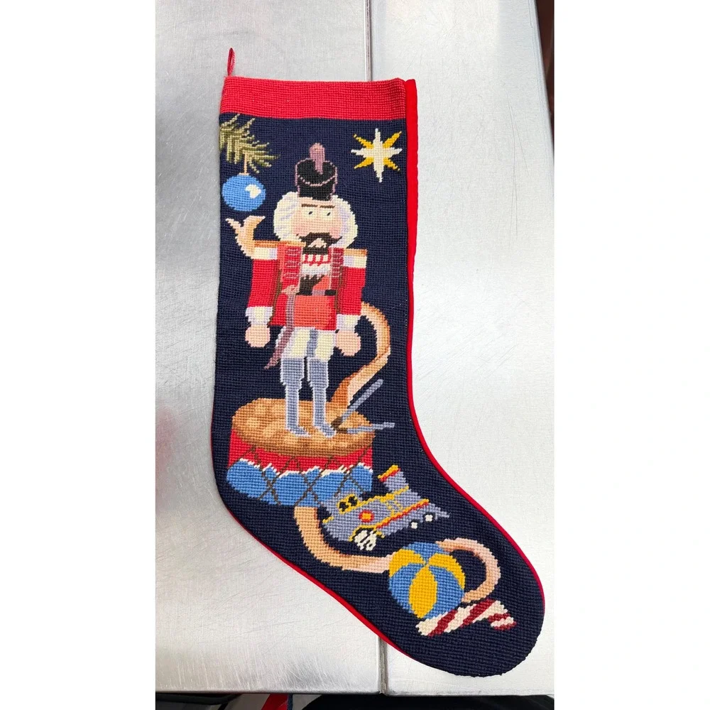 Steinwinder Enterprises Needlepoint Christmas Stocking Nutcracker Soldier Navy